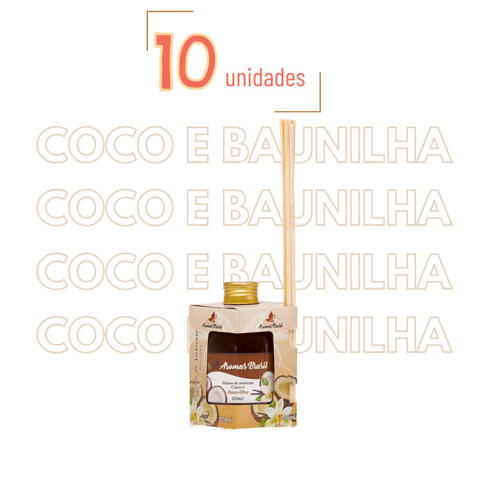 Kit 10 Difusor de Ambiente Varetas Aroma Coco e Baunilha - 3