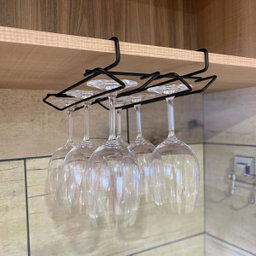Suporte Organizador de Armário Porta Taças de Encaixar Preto Fosco Stolf - 9