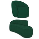 Ver imagem 1 de Sofá 2 Lugares Orgânico 140cm Morgan e Poltrona Lua Bouclê Verde D03 - D’Rossi