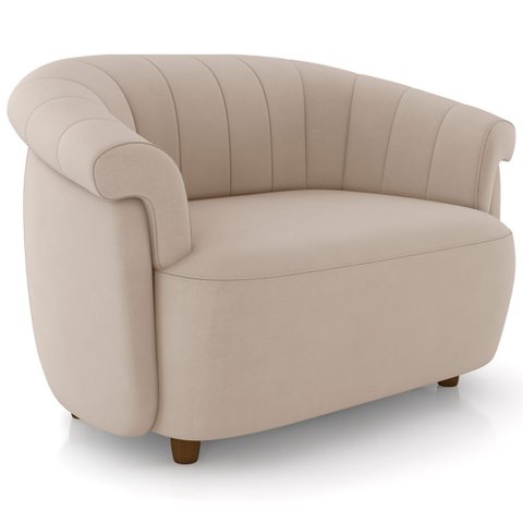 Poltrona Namoradeira para Sala Living Orgânica Perseu M03 Veludo Bege - Lyam Decor