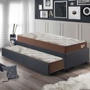Ver imagem 3 de Bicama Box Solteiro Linho Cinza 88x188 com Dois Colchões Relax Adorabile Ecoflex Molas Ensacadas