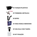 Ver imagem 4 de Tanque de Plástico 40l Preto + Torneira Duas Saídas + Sifão Universal 61cm Preto + Veda Rosca