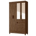 Ver imagem 2 de Guarda Roupa Solteiro Sobral com Espelho e Armário Multiuso New Íris Castanho Wood - Moval