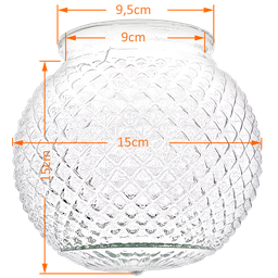 Globo de Vidro Bico de Jaca Transparente Esférico 10 X 15 - 2