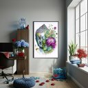 Ver imagem 2 de Quadro Aquarela Buda com Flor de Lotus - 70x50cm:moldura Branca