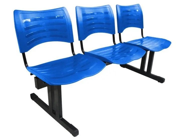 Cadeira Iso em longarina 3 lugares Linha Polipropileno Iso Azul - 1951 - 1