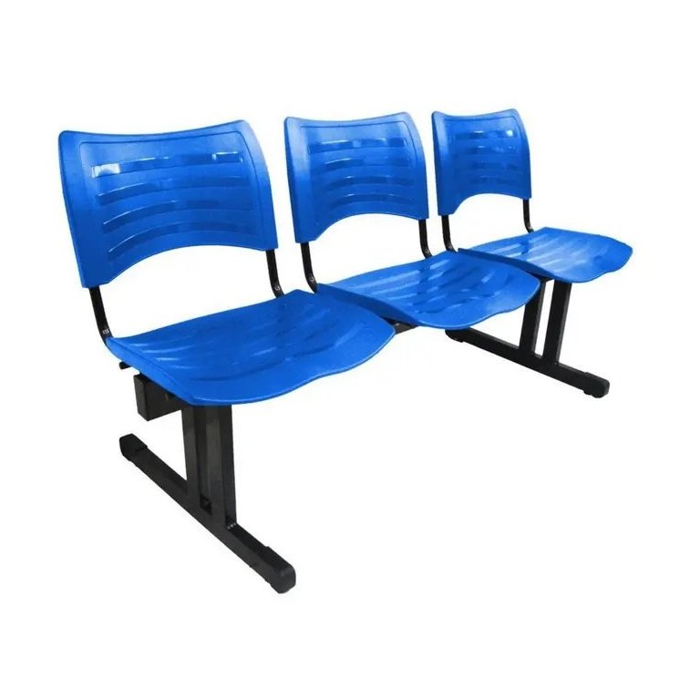 Cadeira Iso em longarina 3 lugares Linha Polipropileno Iso Azul - 1951
