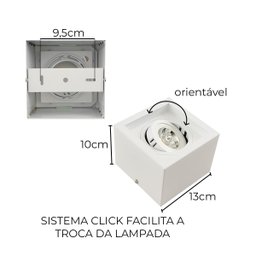 Plafon Spot Sobrepor Box Branco + Led Ar70 Branco Quente Starlumen St2761 - 3