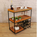 Ver imagem 7 de Carrinho Aparador Adega Rústico - Suporte para Garrafas e Móvel de Serviço