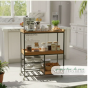 Ver imagem 3 de Carrinho Aparador Adega Rústico - Suporte para Garrafas e Móvel de Serviço