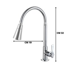 Torneira Cozinha Pia Gourmet Mesa Flexível Metal Inox - 3