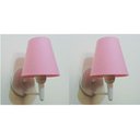 Ver imagem 2 de Kit-2 Arandela Cone Md-2004 Base Branco Cúpula em Tecido 14-14x07cm Rosa Tela - Bivolt
