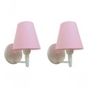 Ver imagem 4 de Kit-2 Arandela Cone Md-2004 Base Branco Cúpula em Tecido 14-14x07cm Rosa Tela - Bivolt