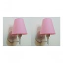 Ver imagem 7 de Kit-2 Arandela Cone Md-2004 Base Branco Cúpula em Tecido 14-14x07cm Rosa Tela - Bivolt
