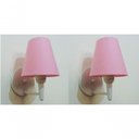 Ver imagem 5 de Kit-2 Arandela Cone Md-2004 Base Branco Cúpula em Tecido 14-14x07cm Rosa Tela - Bivolt