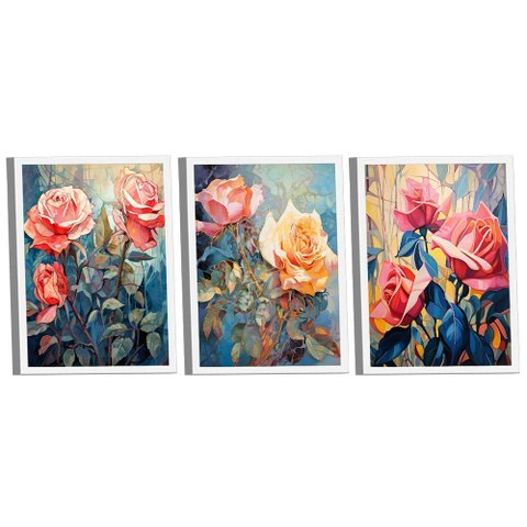Conjunto de Quadros Trio Flores -- Br Artes