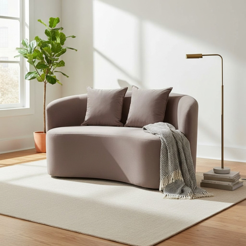 Sofá Decorativo Montreal 150cm Orgânico Bouclé Capuccino