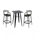 Ver imagem 1 de Kit Mesa Bistrô Tolix com 2 Banquetas Altas Allegra ? Preto