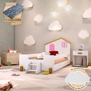 Ver imagem 1 de Cama Infantil Solteiro Belissima Rosa - Branca e Amêndoa + Brinde Luminária Led + Colchão