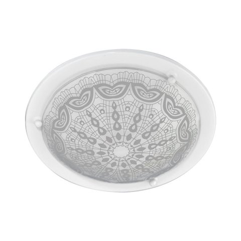 LUMINÁRIA PLAFON REDONDO MED. RENDA BRANCO/CINZA - 2015 MED BR/CZ
