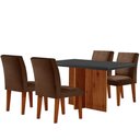 Ver imagem 2 de Sala de Jantar Mesa Olimpia 120mm Tampo em Mdf Vidro Canto Reto com 4 Cadeiras Grecia