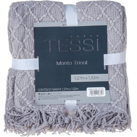 Manta Tricot Style Decorativa 127x152 Toque Super Macio Zinco