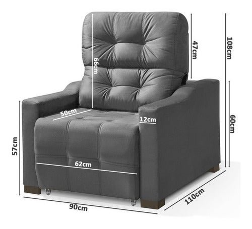Poltrona Cadeira do Papai Reclinável Retrátil Grande Confortavel Cinza - 3