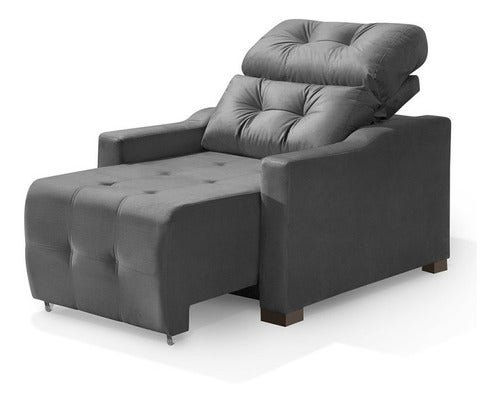 Poltrona Cadeira do Papai Reclinável Retrátil Grande Confortavel Cinza - 2