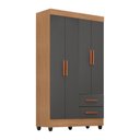 Ver imagem 2 de Roupeiro 1 Metro 30464 Lite 4 Portas 2 Gavetas - Nature/cinza Móveis Leão