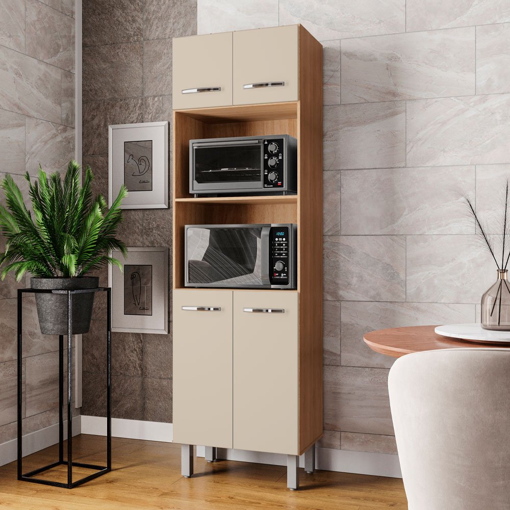 Ver imagem 2 de Armario Paneleiro Duplo 197 Cm 4p Mara Branco Mobbs Cor:sav Off White