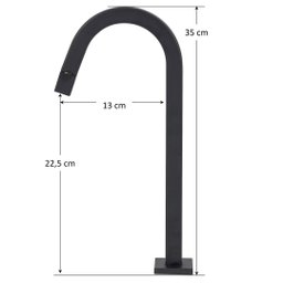 Torneira de Cuba Pia Mesa para Banheiro Lavatório Lavabo Slim Tube Quadrada Alta Preta 1/4 Metal - 6