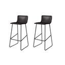 Ver imagem 1 de Conjunto 2 Banquetas Dubai Couro Sintético Base Aço Carbono com Encosto Preto C&m Decor