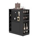 Ver imagem 2 de Balcão Buffet Adega Bar com Prateleiras e Nichos para Vinho Preto - Pleno
