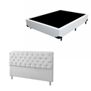 Ver imagem 1 de Cama Box Casal 138×188 cm + Cabeceira Branca – Conjunto Completo