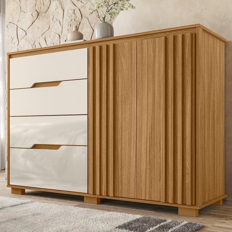 Cômoda para Quarto 4 Gavetas e 2 Portas Texas
