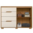 Ver imagem 4 de Cômoda para Quarto 4 Gavetas e 2 Portas Texas Marrom/Freijó/Off White