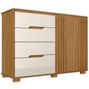 Ver imagem 2 de Cômoda para Quarto 4 Gavetas e 2 Portas Texas Marrom/Freijó/Off White