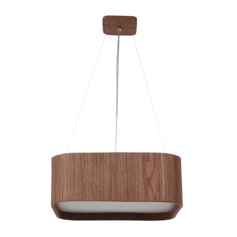 Lustre Pendente Madeira Arredondado 30x30cm - Imbuia