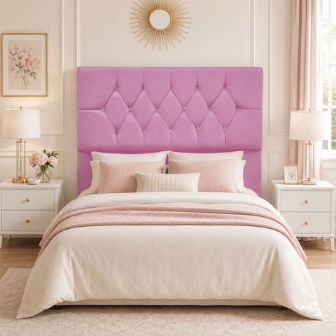 Cabeceira para Cama Box Estofada Solteirão 100 cm Suede Madri Rosa