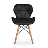 Par 2x Cadeira de Jantar Charles Eames Eiffel Slim Estofada Preta - 2