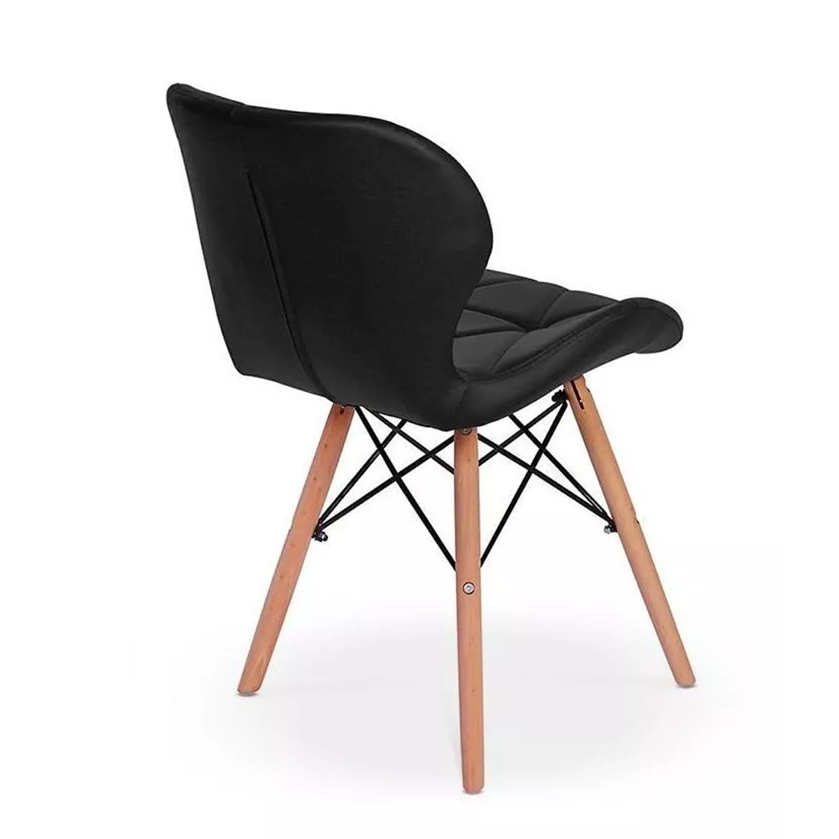 Par 2x Cadeira de Jantar Charles Eames Eiffel Slim Estofada Preta - 4