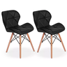 Par 2x Cadeira de Jantar Charles Eames Eiffel Slim Estofada Preta - 1