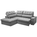Ver imagem 1 de Sofá 3 Lugares Retrátil Reclinável Chaise Esquerdo 243cm Solin F04 Veludo Cinza - Lyam Decor