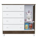 Ver imagem 4 de Cômoda e Guarda Roupa Infantil Ariel 3 Portas Branco Acetinado Amadeirado - Carolina