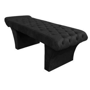 Maca Reta Mesa Estética Estofada Capitonê para Salão Design Sobrancelha Veludo Preto