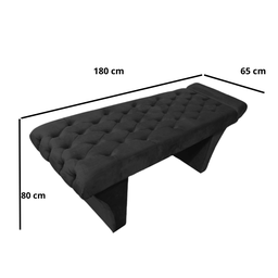 Maca Reta Mesa Estética Estofada Capitonê para Salão Design Sobrancelha Veludo Preto - 4