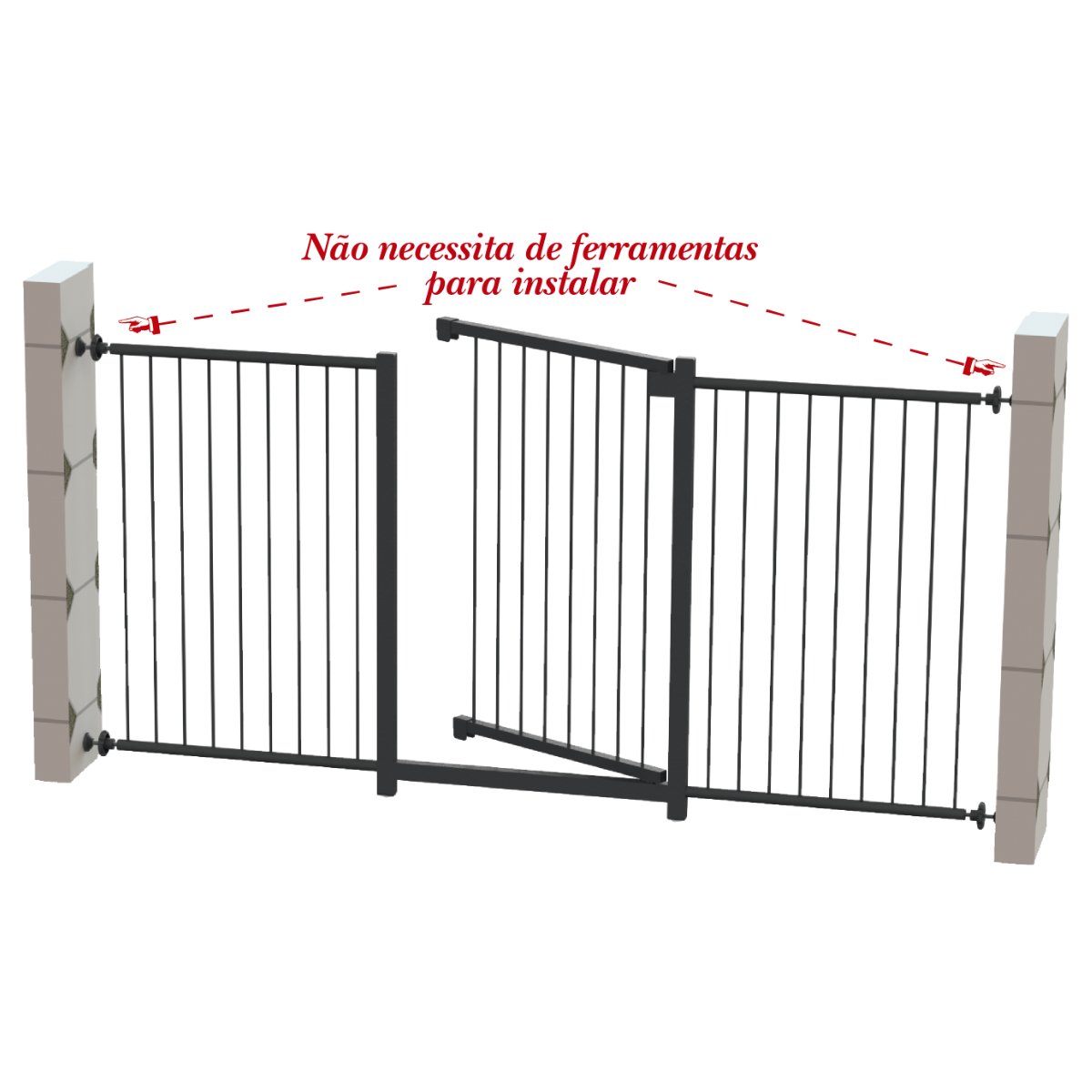 Grade Portão Pet Bebê Divisor Ambiente 70 a 150 Cm Preto - 5