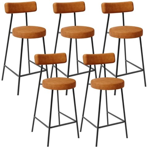 Kit 05 Banquetas Baixa para Cozinha Sala de Jantar Bar Bancada Milão L02 Couríssimo Canela - lyam de