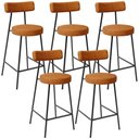 Ver imagem 1 de Kit 05 Banquetas Baixa para Cozinha Sala de Jantar Bar Bancada Milão L02 Couríssimo Canela - lyam de