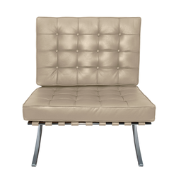 Poltrona Barcelona Base Inox Couro Natural Legitimo:Off-White - 2